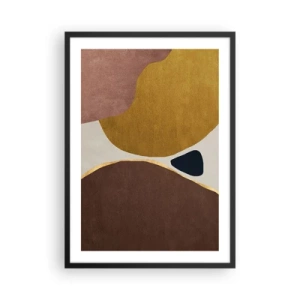 Póster en marco negro - Composición geométrica abstracta en colores cálidos. - 50x70cm - Abstracción - un lugar en el espacio - Decoración de pared moderna para salón y dormitorio ARTTOR