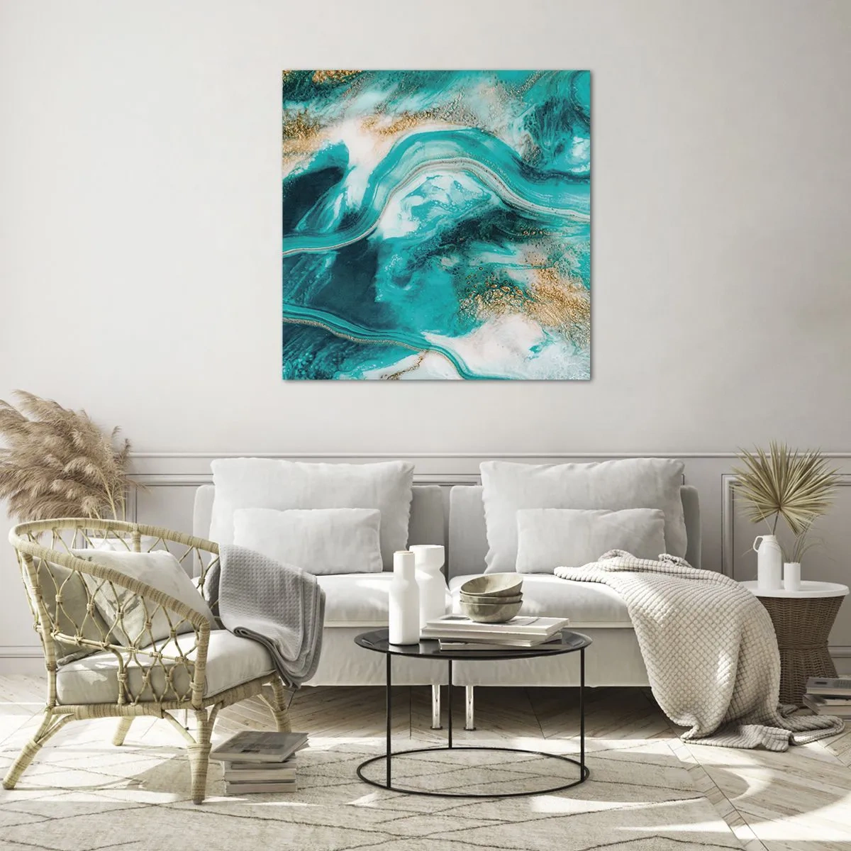 Cuadro sobre vidrio - Impresiones sobre Vidrio - Río de oro - 70x70 cm