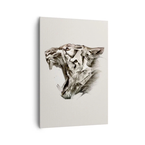 Cuadro sobre lienzo - Impresión de Imagen - Imagen abstracta de un tigre en tonos beige. - 70x100cm - Ya sabes quién manda - Decoración de pared moderna para salón y dormitorio ARTTOR