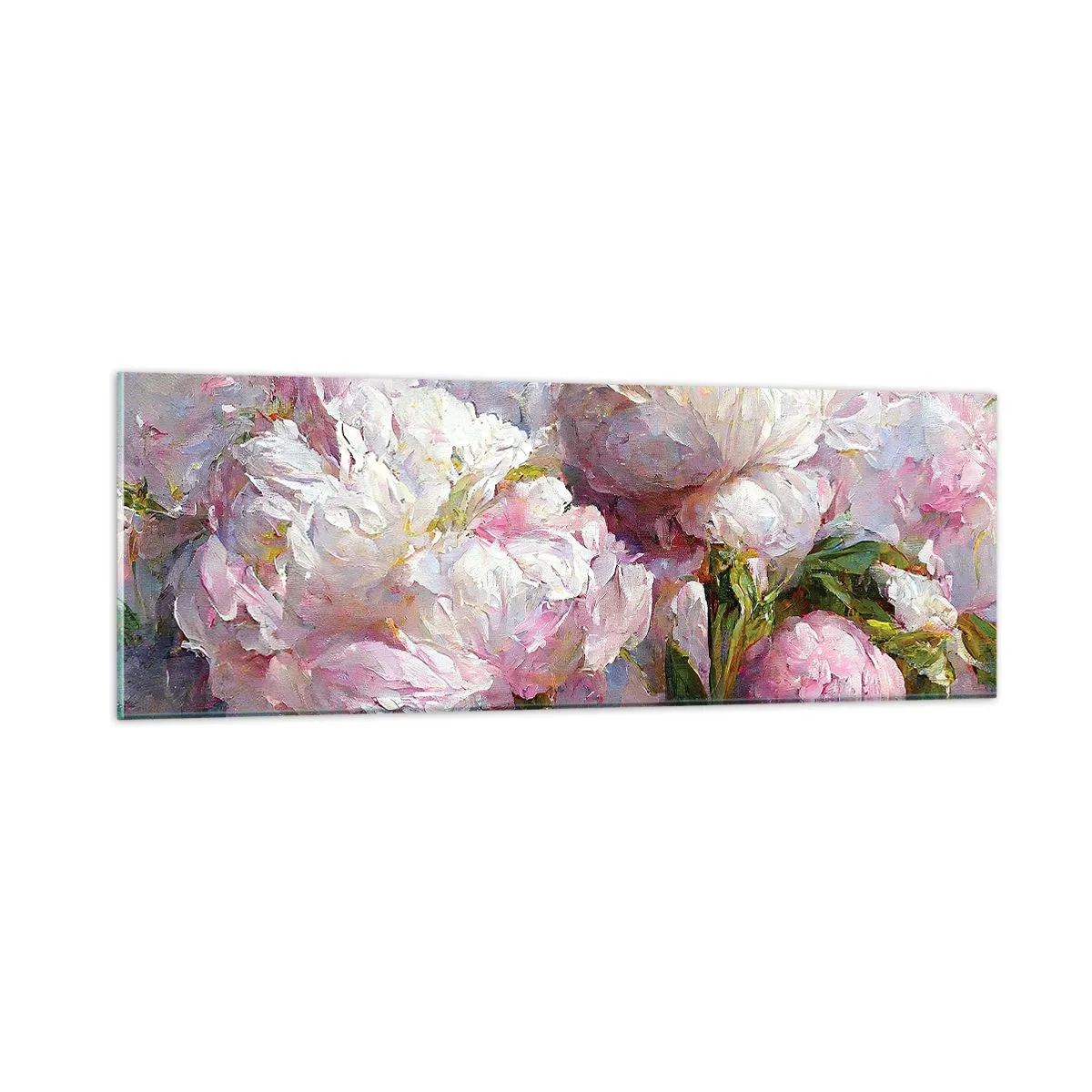 Cuadro sobre vidrio - Impresiones sobre Vidrio - Un ramo rebosante de vida - 90x30 cm