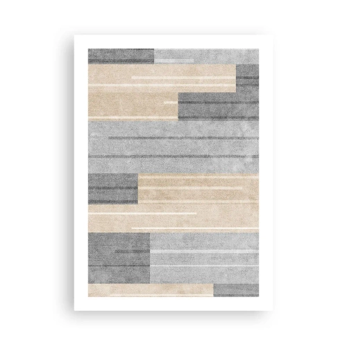 Póster - Una composición geométrica moderna en tonos grises y beige. - 50x70cm - Composición: sostener la vertical - Decoración de pared moderna para salón y dormitorio ARTTOR