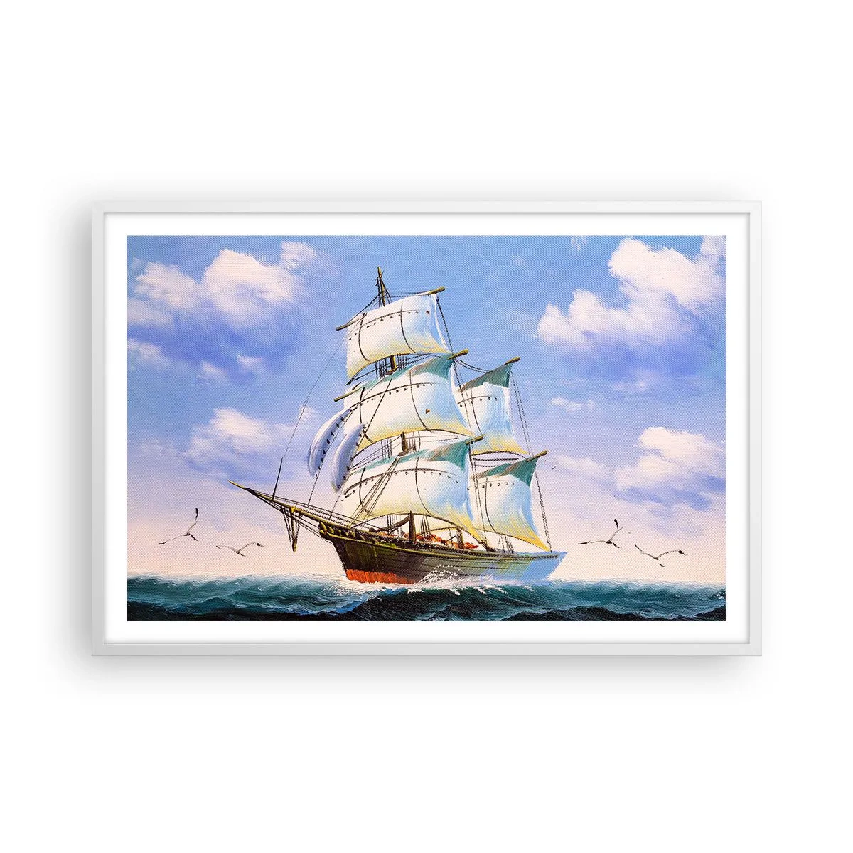 Póster en marco blanco - Orgulloso con el viento - 91x61 cm