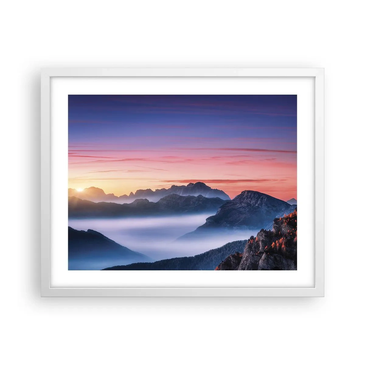 Póster en marco blanco - Sobre los valles - 50x40 cm