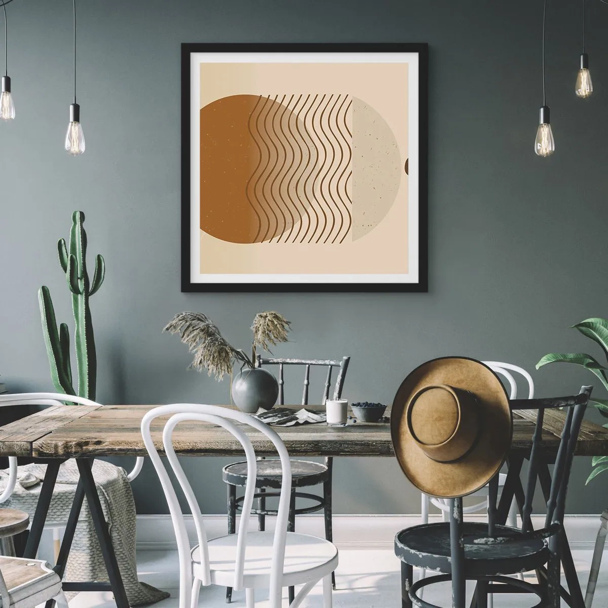 Póster en marco negro - Sobre el origen de las figuras geométricas - 40x40 cm