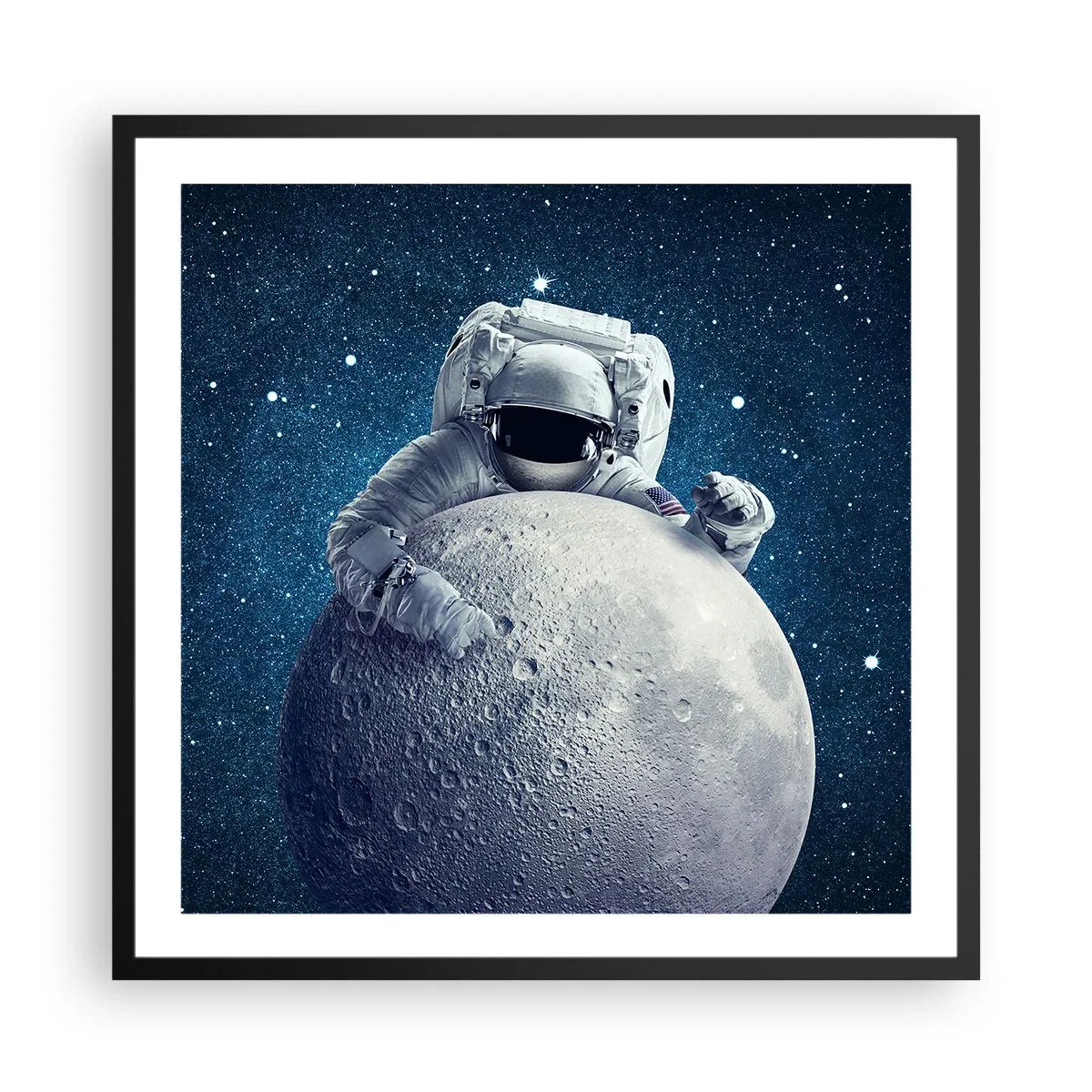 Póster en marco negro - Bromista espacial - 60x60 cm