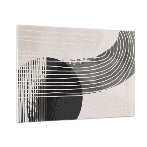 Cuadro sobre vidrio - Impresiones sobre Vidrio - Abstracción en blanco y negro con líneas y formas geométricas. - 100x70cm - Ida y vuelta - Decoración de pared moderna para salón y dormitorio ARTTOR