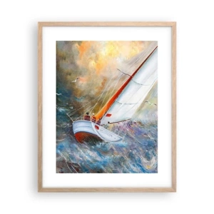 Póster en marco roble claro - Surcando las olas - 40x50 cm