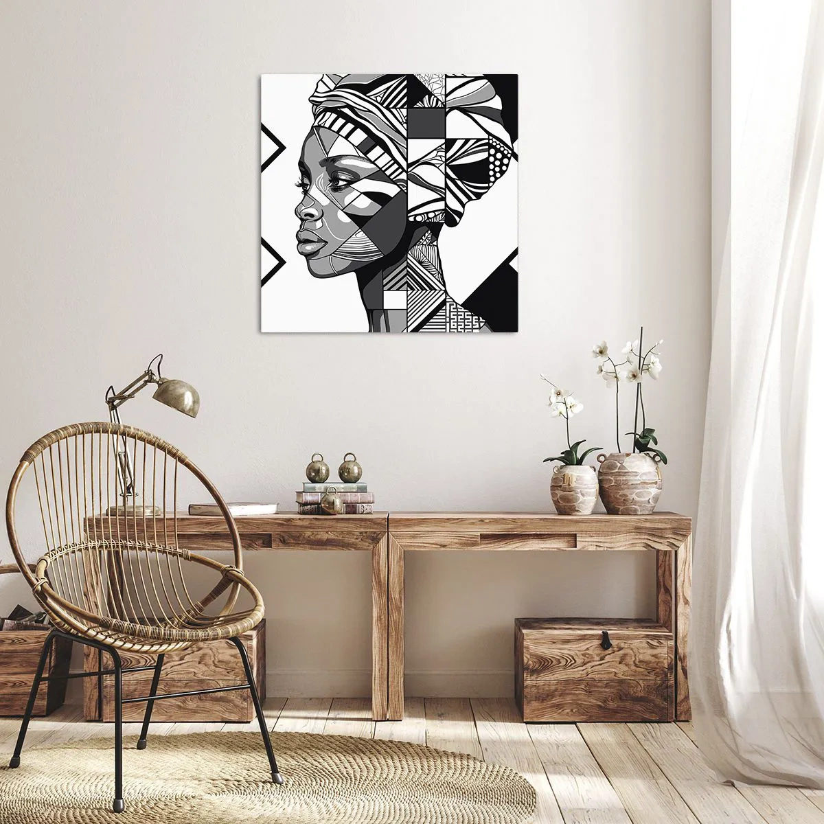 Cuadro sobre lienzo - Impresión de Imagen - Retrato étnico - 60x60 cm