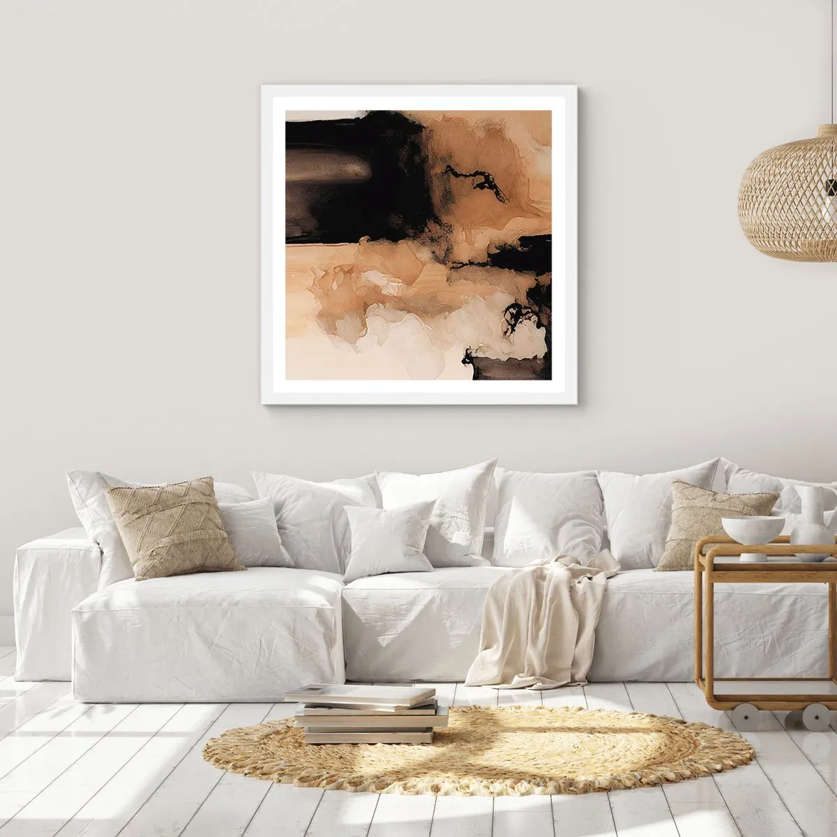 Póster en marco blanco - Una abstracción intrigante - 30x30 cm