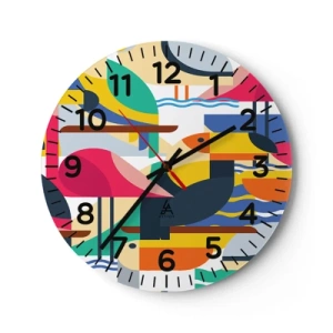 Reloj de pared - Reloj de vidrio - Fiesta de las aves - 30x30 cm