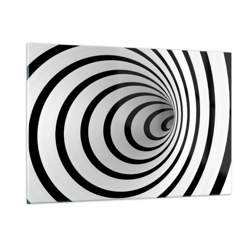 Cuadro sobre vidrio - Impresiones sobre Vidrio - Patrón espiral abstracto en blanco y negro - 120x80cm - ¿Tampoco puedes resistirte? - Decoración de pared moderna para salón y dormitorio ARTTOR