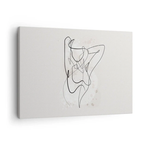 Cuadro sobre lienzo - Impresión de Imagen - Figura de arte lineal abstracto sobre un fondo claro - 70x50cm - El arte de la seducción - Decoración de pared moderna para salón y dormitorio ARTTOR