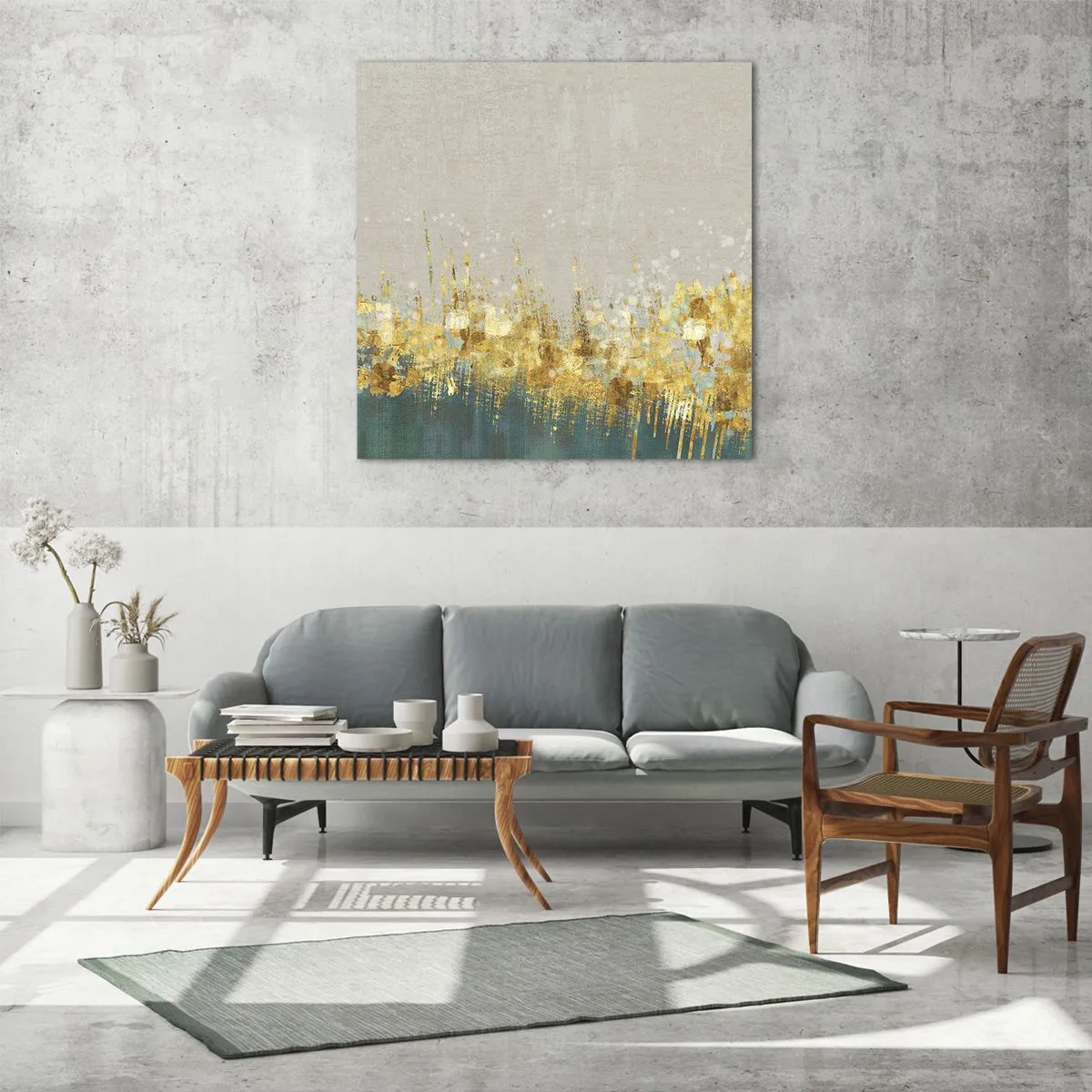 Cuadro sobre vidrio - Impresiones sobre Vidrio - La frontera dorada - 60x60 cm