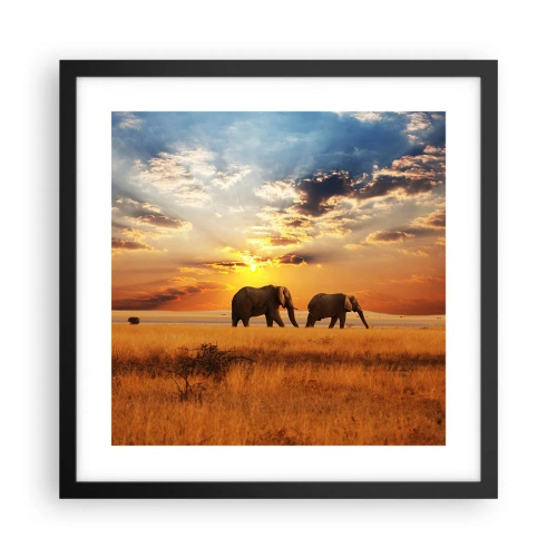 Póster en marco negro - Un paseo en familia - 40x40 cm