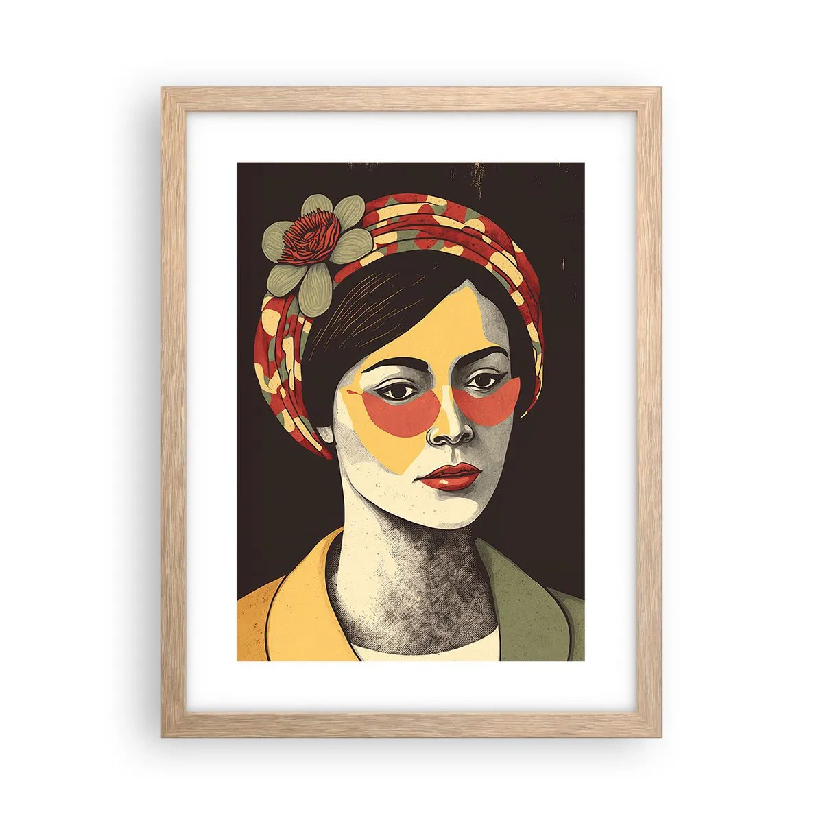 Póster en marco roble claro - Dama de sombra y color - 30x40 cm