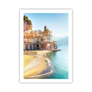 Póster - Un pintoresco pueblo italiano junto al mar. - 50x70cm - Una ciudad extraordinaria - Decoración de pared moderna para salón y dormitorio ARTTOR