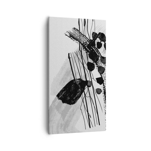 Cuadro sobre lienzo - Impresión de Imagen - Abstracción orgánica en blanco y negro - 55x100 cm