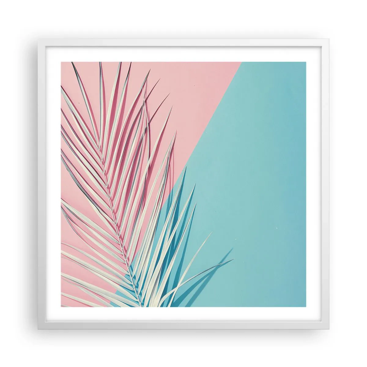 Póster en marco blanco - Impresión tropical - 60x60 cm