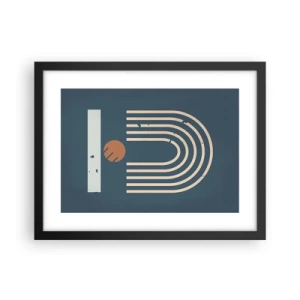 Póster en marco negro - Geometría sobre azul marino - 40x30 cm