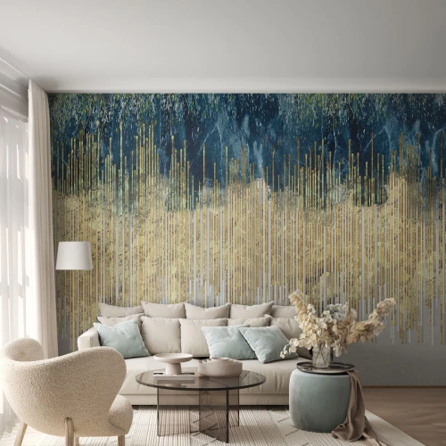 Fotomural Premium Sand - Frontera de líneas doradas - Pedazo, Arte deco, Contemporáneo - 250x175 cm