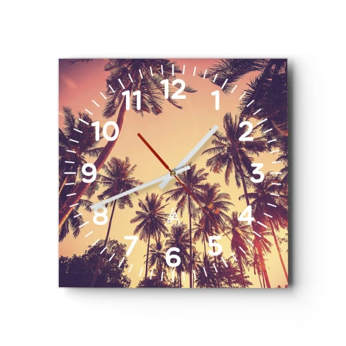 Reloj de pared - Reloj de vidrio - Variante tropical - 40x40 cm