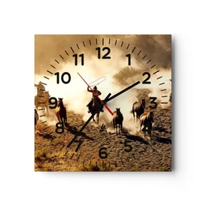 Reloj de pared - Reloj de vidrio - El salvaje oeste - 30x30 cm