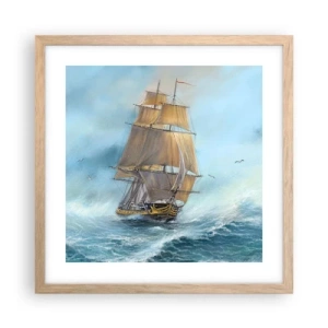 Póster en marco roble claro - Surcando las olas - 40x40 cm