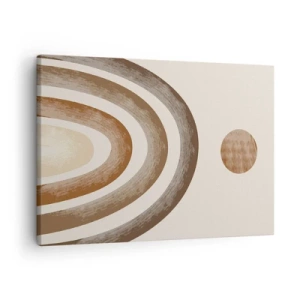 Cuadro sobre lienzo - Impresión de Imagen - Motivo planetario geométrico en tonos marrones - 70x50cm - En otro mundo - Decoración de pared moderna para salón y dormitorio ARTTOR