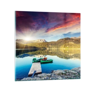 Cuadro sobre vidrio - Impresiones sobre Vidrio - Sobre el agua tan suave como un espejo - 70x70 cm