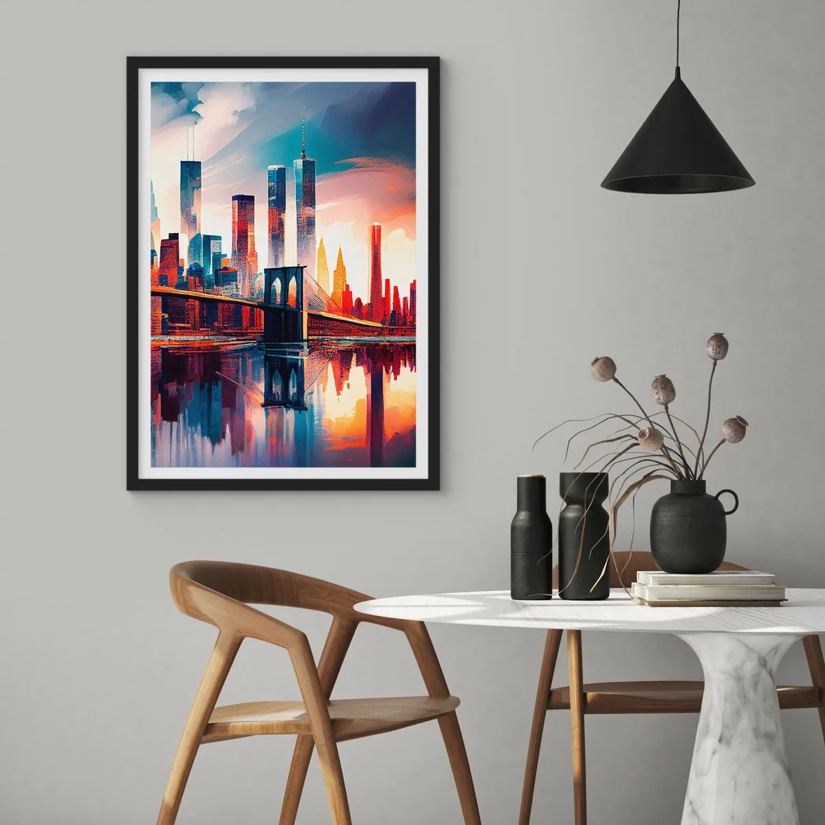Póster en marco negro - Nueva York siempre luce - 61x91 cm