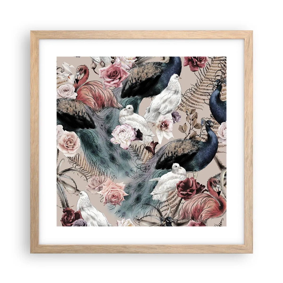 Póster en marco roble claro - En un jardín de palacio - 40x40 cm