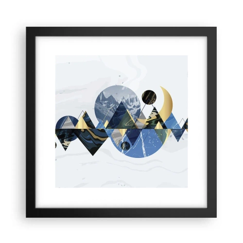 Póster en marco negro - Paisaje geométrico - 30x30 cm