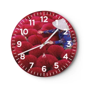 Reloj de pared - Reloj de vidrio - En un campo de arroz - 40x40 cm
