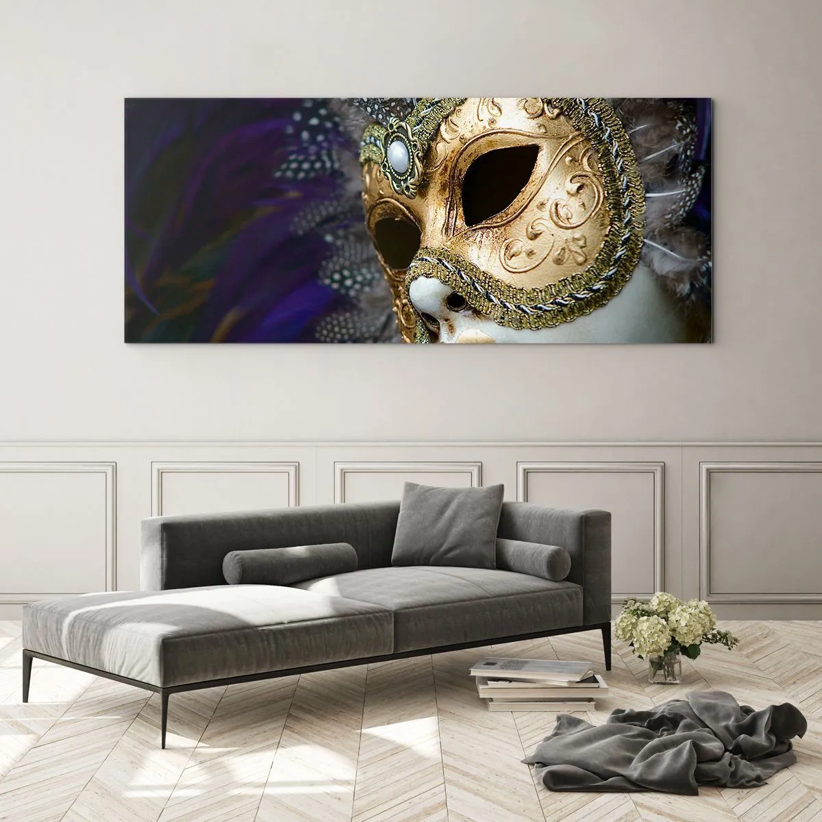 Cuadro sobre vidrio - Impresiones sobre Vidrio - Retrato veneciano en oro - 100x40 cm