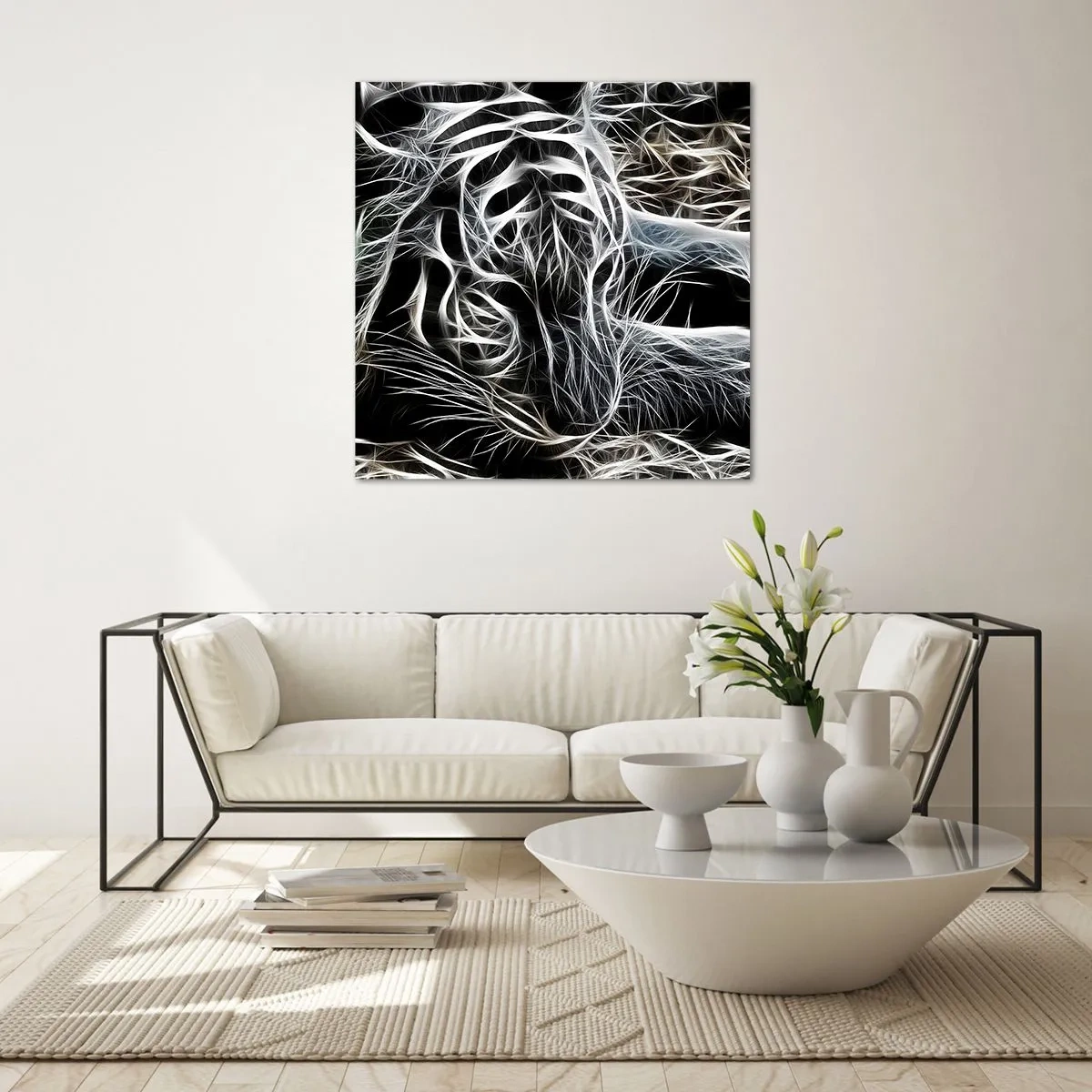 Cuadro sobre vidrio - Impresiones sobre Vidrio - Un estudio sobre la ligereza felina - 40x40 cm