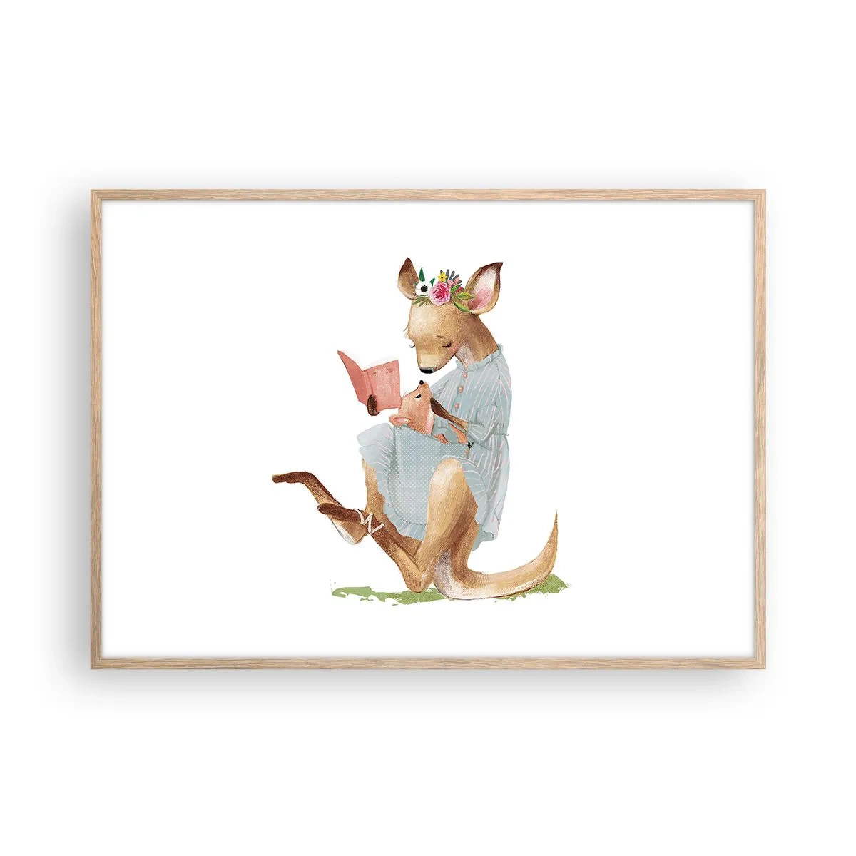 Póster en marco roble claro - Léeme un cuento, mamá - 100x70 cm