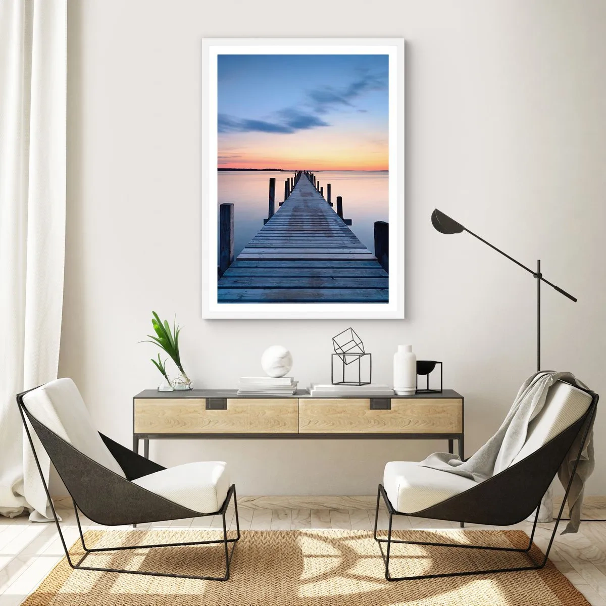 Póster en marco blanco - La calma de un crepúsculo sereno - 30x40 cm