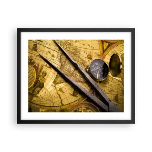 Póster en marco negro - ¿Dónde están los tesoros? - 50x40 cm