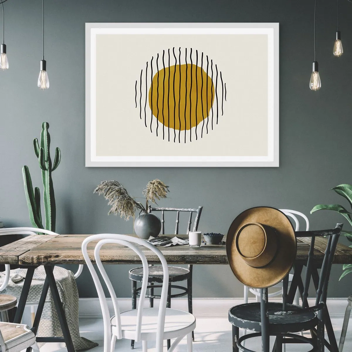 Póster en marco blanco - Abstracción cálida - 91x61 cm