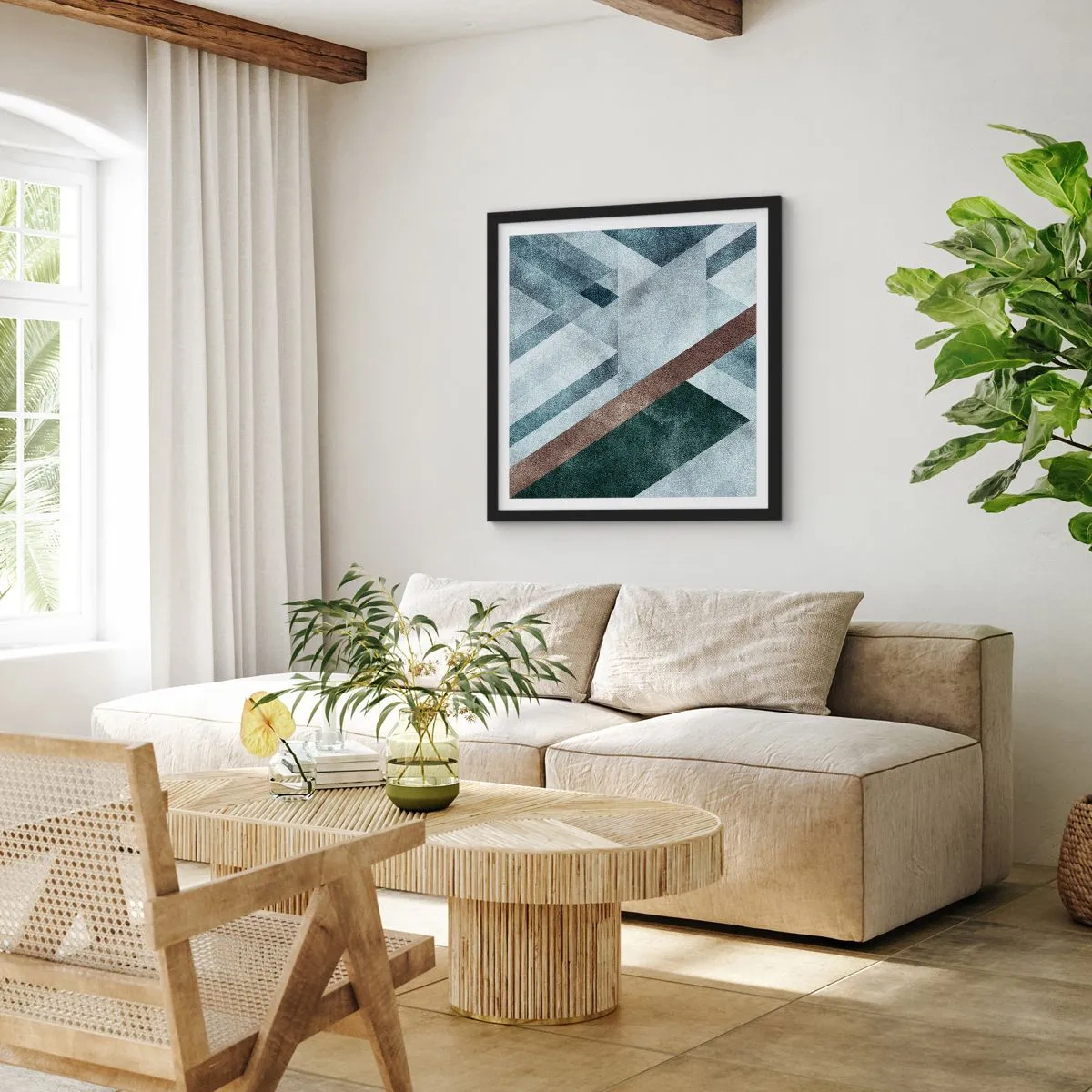 Póster en marco negro - Sofisticada elegancia de la geometría - 40x40 cm