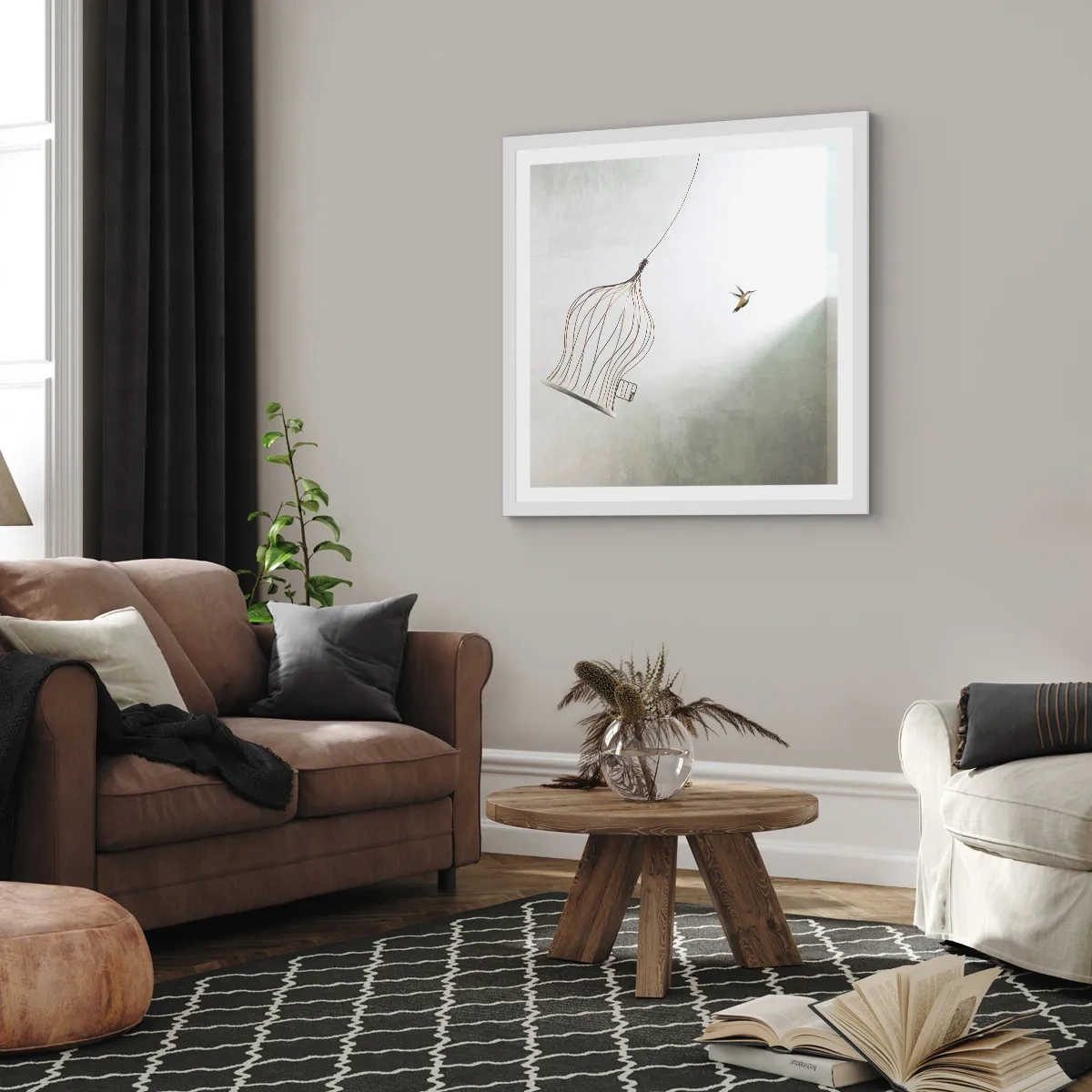 Póster en marco blanco - Aquí debo estar - 60x60 cm