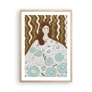 Póster en marco roble claro - Retrato con túnica de flores - 50x70 cm