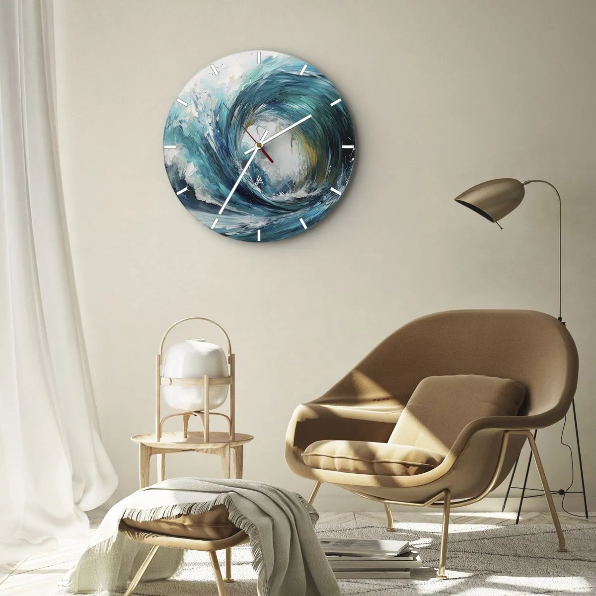 Reloj de pared - Reloj de vidrio - Portal marino - 40x40 cm