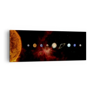 Cuadro sobre lienzo - Impresión de Imagen - El sistema solar con planetas sobre el fondo del espacio. - 140x50cm - Nuestro barrio - Decoración de pared moderna para salón y dormitorio ARTTOR