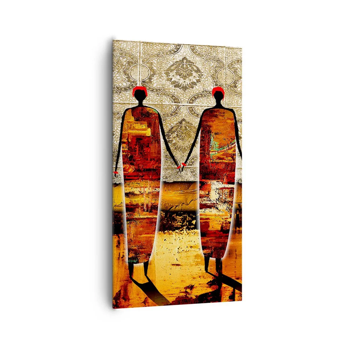 Cuadro sobre lienzo - Impresión de Imagen - Composición étnica en colores africanos - 65x120 cm