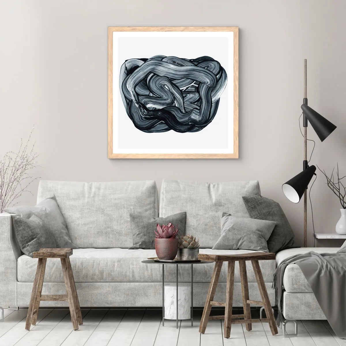 Póster en marco roble claro - No es tan sencillo - 60x60 cm
