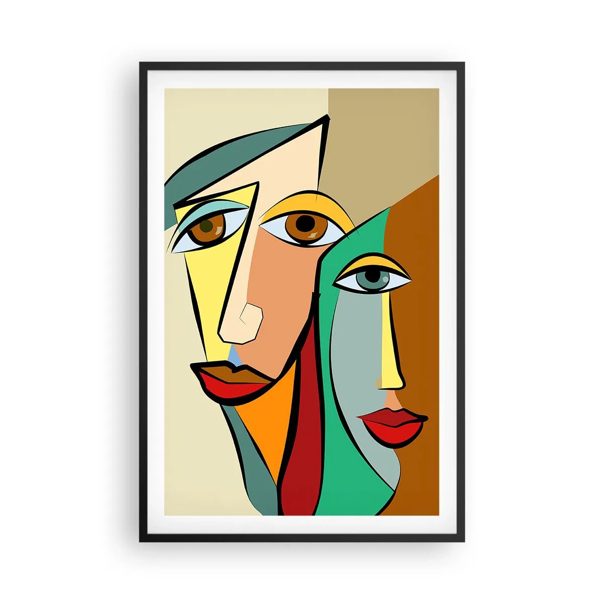 Póster en marco negro - Pareja cubista - 61x91 cm