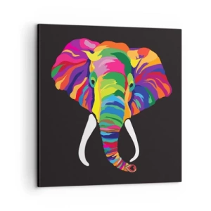 Cuadro sobre lienzo - Impresión de Imagen - El elefante al que le gustaba bañarse en el arco iris - 60x60 cm