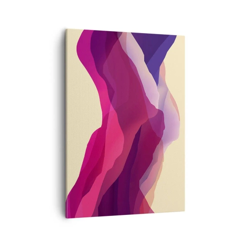 Cuadro sobre lienzo - Impresión de Imagen - Ondas abstractas en tonos morados y rosas sobre un fondo claro. - 50x70cm - Ondas púrpuras - Decoración de pared moderna para salón y dormitorio ARTTOR
