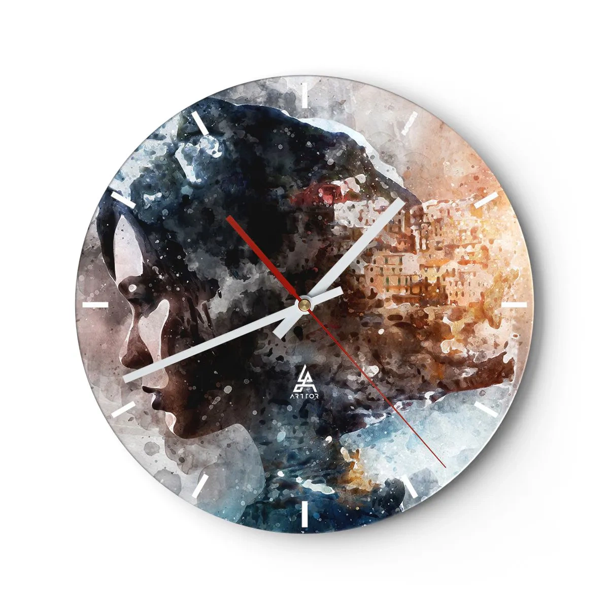 Reloj de pared - Reloj de vidrio - Una historia sobre una niña con una ciudad de fondo - 40x40 cm